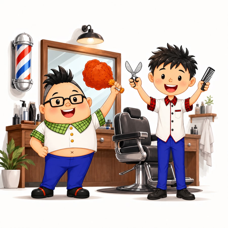 BARBER CAVE のスタッフがお待ちしています（イラスト）