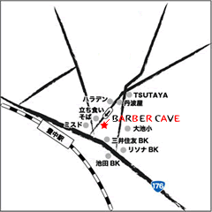 ��}�L���w����k��1���̃����Y�J�b�g��嗝�e��[BARBER CAVE]�̒n�}